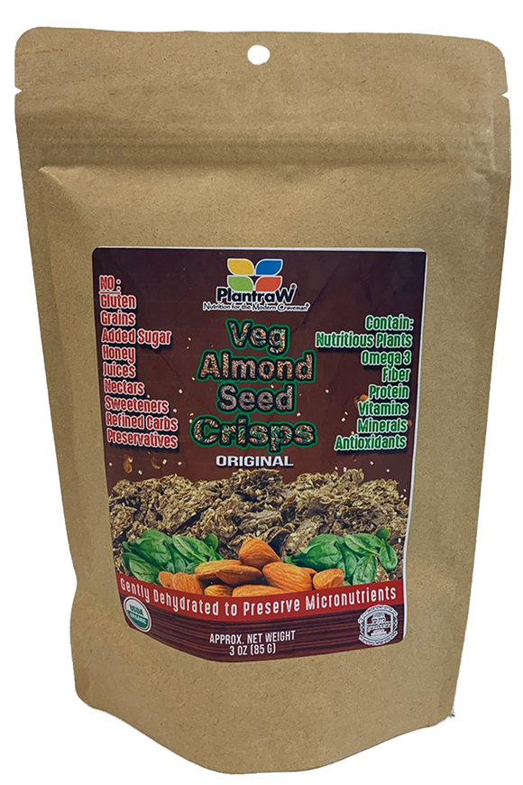 Veg-Almond-Seed Wafers - ORIGINAL (3oz): Gluten-Free, Dehydrated, Natural Crisps