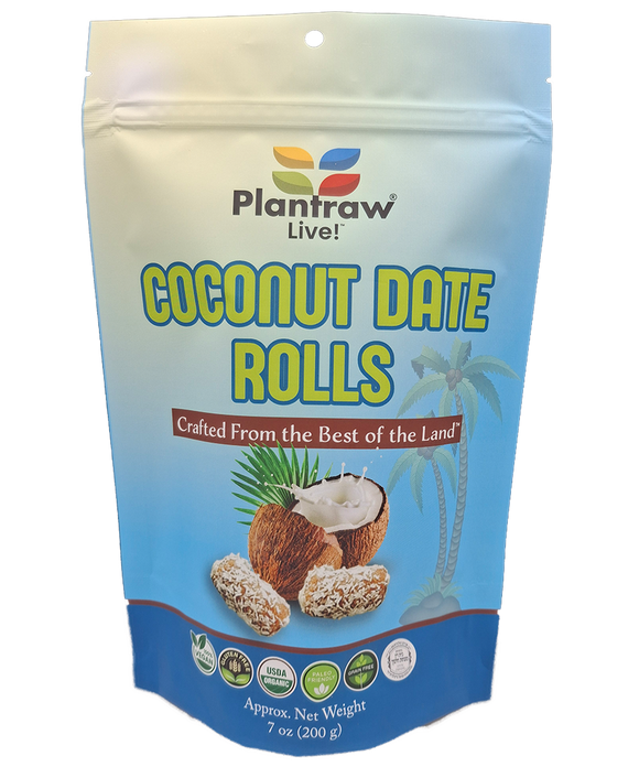 Coconut-Date Rolls - Original (6oz) - 0g refined carbs. Gluten free, Raw, vegan, organic, paleo friendly.