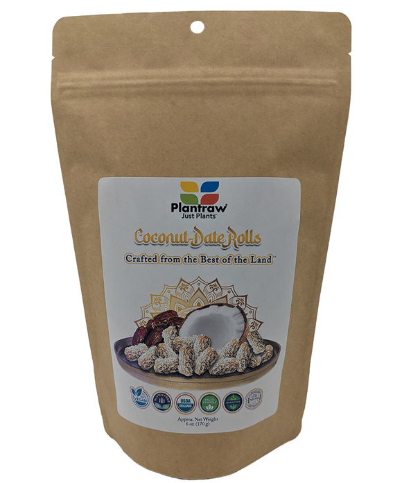 Coconut-Date Rolls - Original (6oz) - 0g refined carbs. Gluten free, Raw, vegan, organic, paleo friendly.